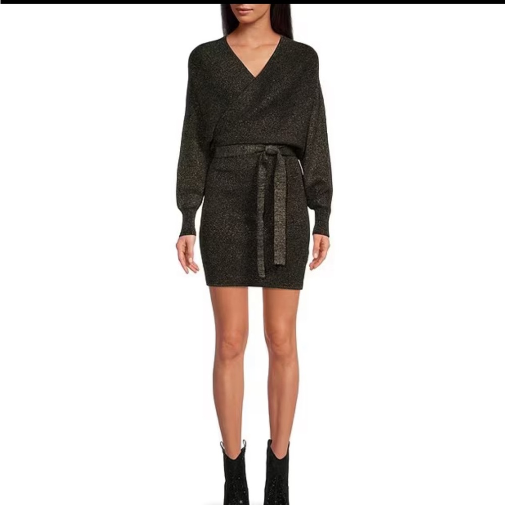 Gianni Bini Alston Black/Silver Sweater Dress, NWT
